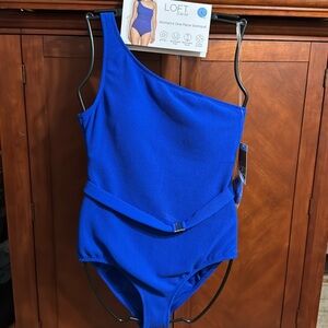 NWT Loft Swim Royal Blue Asymmetrical One Shoulder One Piece Swimsuit  large